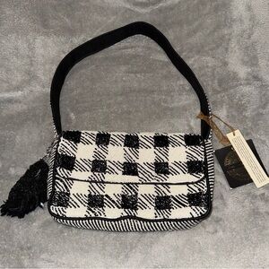Beaded Houndstooth Shoulder Bag